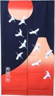 Photo1: Noren CSMO Japanese door curtain Cranes  longevity cotton 85 x 150 cm (1)
