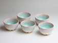Photo1: Hagi ware Japanese pottery yunomi sencha bowl tea cups mint 130ml set of 5 (1)