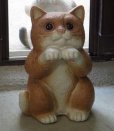 Photo1: Shigaraki pottery Japanese figurine neko Cute cat cha H 18cm (1)