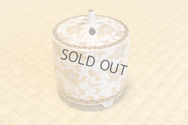 Photo3: Kutani yaki ware Japanese incense burner hakuchibu tessen seiho with wood box