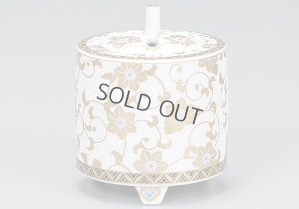 Photo7: Kutani yaki ware Japanese incense burner hakuchibu tessen seiho with wood box