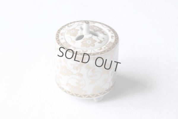 Photo8: Kutani yaki ware Japanese incense burner hakuchibu tessen seiho with wood box