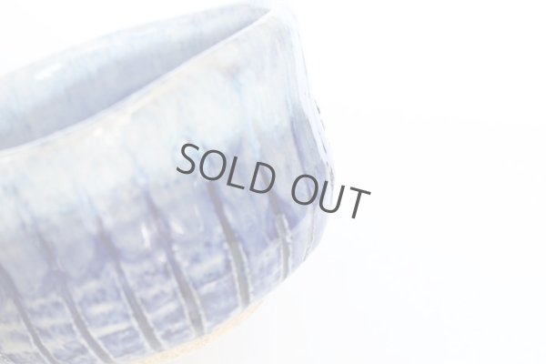 Photo7: Mino Japanese pottery tea ceremony matcha bowl blue togusa carved line chawan