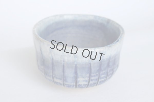 Photo8: Mino Japanese pottery tea ceremony matcha bowl blue togusa carved line chawan