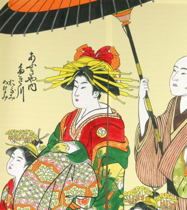 Photo2: Noren nm Japanese door curtain Ukiyoe Oiran 85 x 150cm