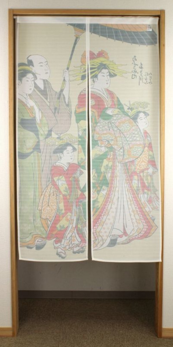 Photo4: Noren nm Japanese door curtain Ukiyoe Oiran 85 x 150cm