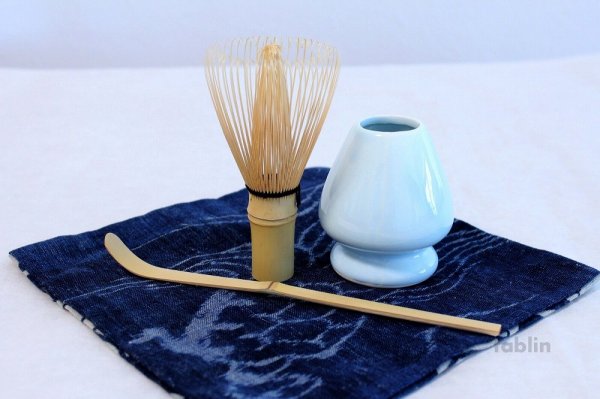 Photo1: Japanese Chasen Bamboo Tea Whisk Spoon Chasen naoshi holder set Suikaen