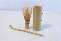 Japanese Chasen Bamboo Tea Whisk Spoon & Contain set Yasaburo Tanimura Suikaen