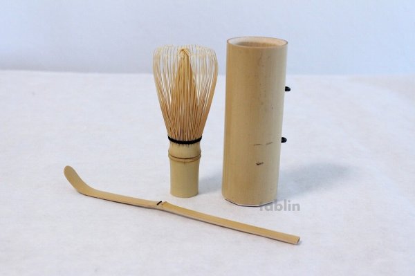 Photo1: Japanese Chasen Bamboo Tea Whisk Spoon & Contain set Yasaburo Tanimura Suikaen