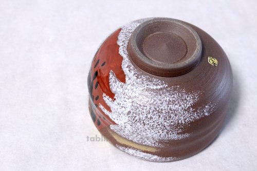 Other Images1: Kutani porcelain tea bowl Mt. Fuji red chawan Matcha Green Tea Japanese