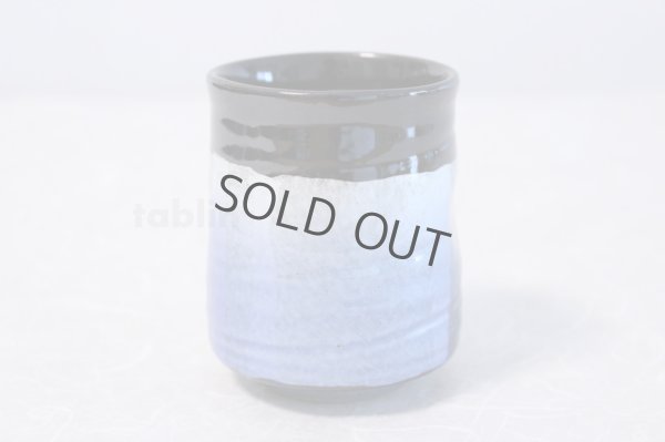 Photo2: Kutani Porcelain Yunomi Ginsai blue red haku m3 Japanese tea cup (set of 2)