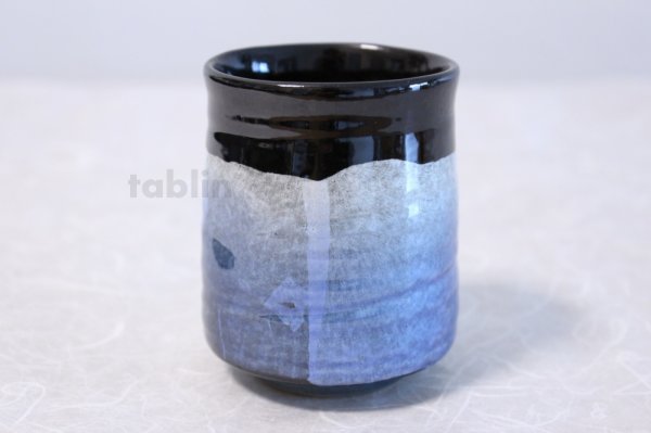 Photo3: Kutani Porcelain Yunomi Ginsai blue red haku m3 Japanese tea cup (set of 2)