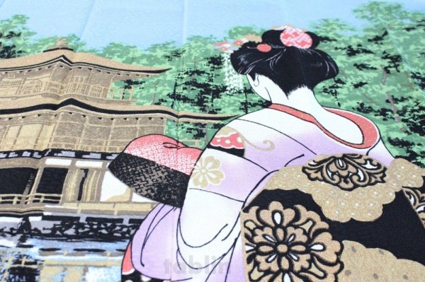 Photo3: Noren Japanese Curtain Doorway Ukiyo-e apprentice geisha Kinkakuji 85cm x 150cm
