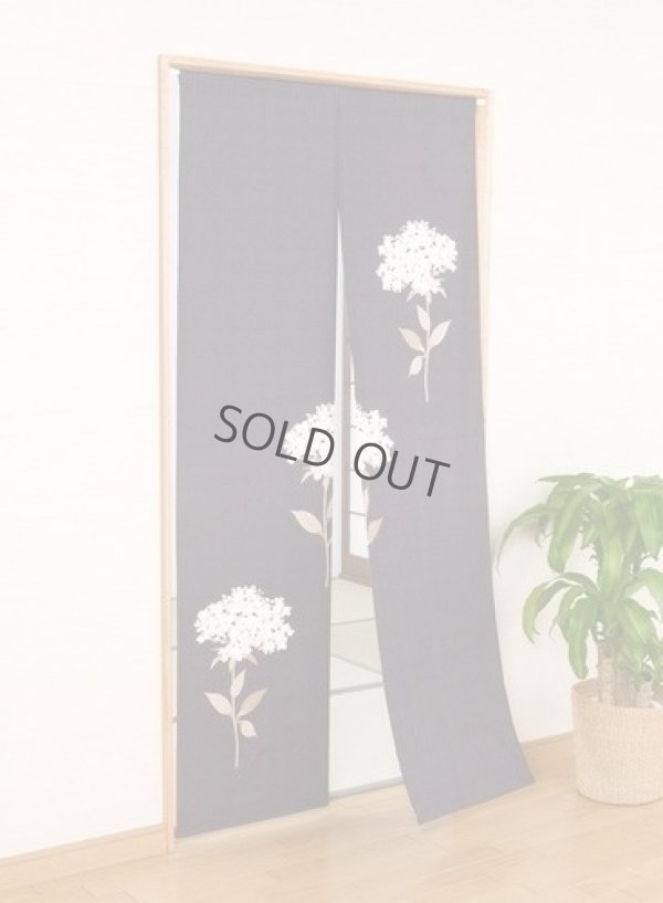 Photo1: Noren Japanese Curtain Doorway flower 85cm x 175cm