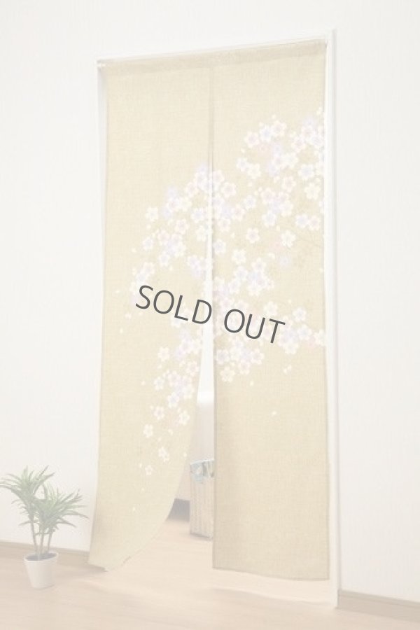 Photo1: Noren Japanese Curtain Doorway Sakura cherry blossoms 85cm x 175cm