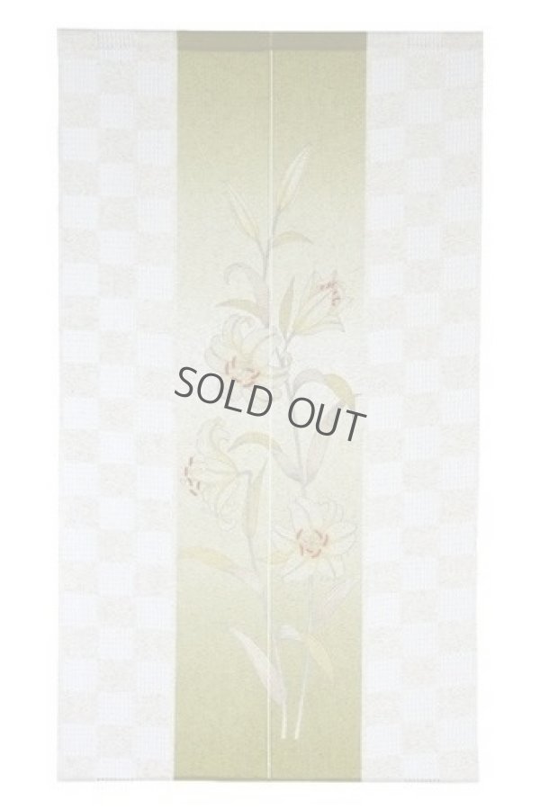 Photo1: Noren Japanese Curtain Doorway Room Divider Yuri flower trad sd 85cm x 150cm