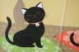 Photo3: Noren Japanese Curtain Doorway Room Divider Neko black cat 85cm x 150cm (3)