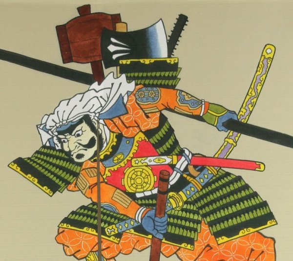 Photo3: Noren nm Japanese door curtain Ukiyoe Busho Samurai 85 x 150cm