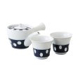 Photo1: Arita porcelain kyusu Japanese tea pot cup set retoro polka dots 325ml (1)