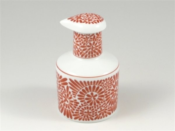 Photo3: Arita porcelain Japanese soy sauce pot bottle tako karakusa red 200ml