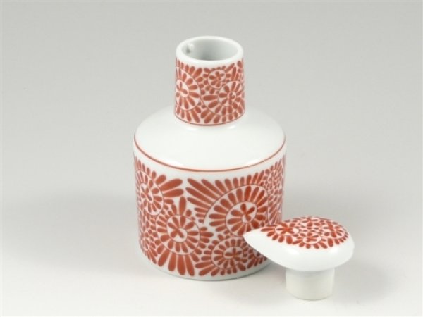 Photo2: Arita porcelain Japanese soy sauce pot bottle tako karakusa red 200ml