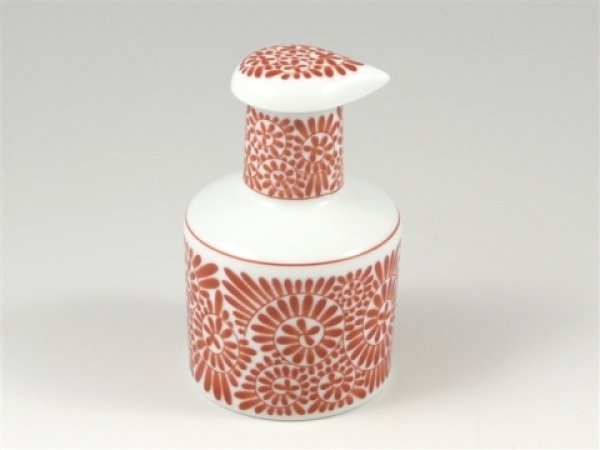 Photo1: Arita porcelain Japanese soy sauce pot bottle tako karakusa red 200ml