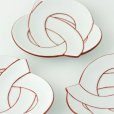 Photo2: Arita porcelain musubi himo red line band plate 11 cm set of 2 (2)