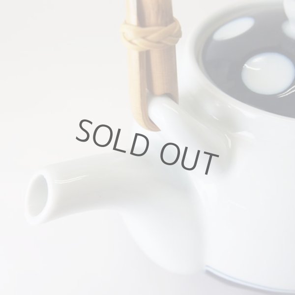 Photo2: Arita Porcelain sd Dobin Japanese tea pot polka dot navy blue 600ml  (2)