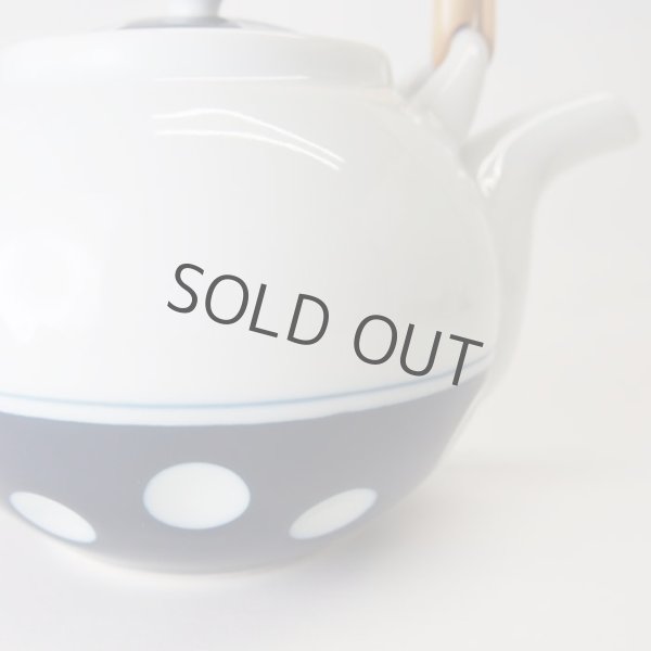 Photo3: Arita Porcelain sd Dobin Japanese tea pot polka dot navy blue 600ml  (3)