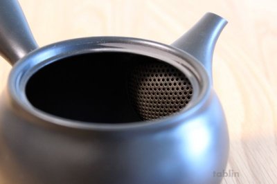 Photo1: Tokoname yaki ware Japanese tea pot morimasa black ceramic tea strainer 360ml