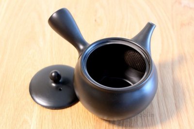 Photo2: Tokoname yaki ware Japanese tea pot morimasa black ceramic tea strainer 360ml