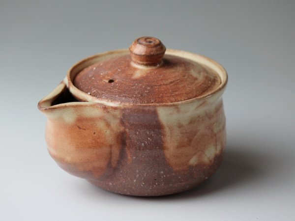 Photo1: Hagi yaki ware Japanese tea pot Ayatuti sen kyusu pottery tea strainer 200ml (1)