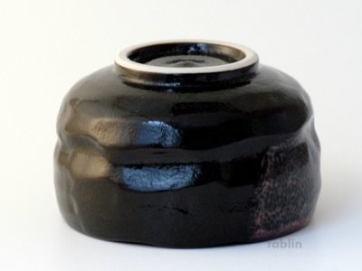Photo1: Arita porcelain Japanese tea bowl Black red glaze naga chawan Matcha Green Tea 