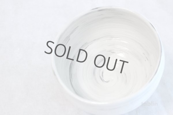 Photo3: Arita porcelain Japanese tea bowl black dirt white gla chawan Matcha Green Tea  (3)