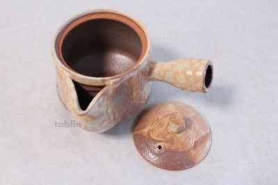 Photo2: Hagi yaki ware Japanese tea pot Koen mire kyusu pottery tea strainer 520ml
