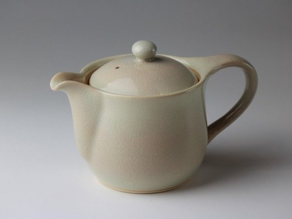 Photo1: Hagi yaki ware Japanese tea pot Tutu with stainless tea strainer 320ml (1)
