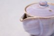 Photo5: Japanese tea pot cups set Hagi ware purple asagao pottery tea strainer 420ml (5)