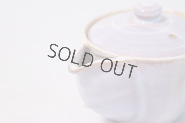Photo5: Japanese tea pot cups set Hagi ware purple asagao pottery tea strainer 420ml (5)