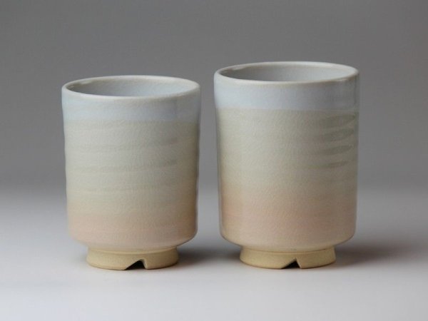 Photo1: Hagi yaki ware Japanese tea cups pottery Himetuchi  (1)