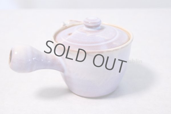 Photo3: Japanese tea pot cups set Hagi ware purple asagao pottery tea strainer 420ml (3)