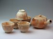 Photo1: Hagi yaki ware Japanese tea pot cups set Goho with stainless tea strainer 370ml (1)