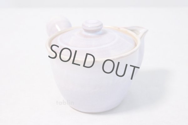 Photo4: Japanese tea pot cups set Hagi ware purple asagao pottery tea strainer 420ml (4)