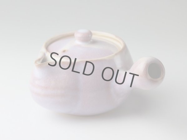 Photo2: Hagi ware Japanese tea pot cups set purple yu with stainless tea strainer 350ml (2)
