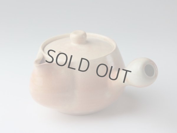Photo2: Hagi yaki ware Japanese tea pot cups set Goho with stainless tea strainer 370ml (2)