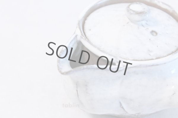 Photo3: Hagi yaki ware Japanese tea pot White kairagi Hana kyusu pottery tea strainer  (3)