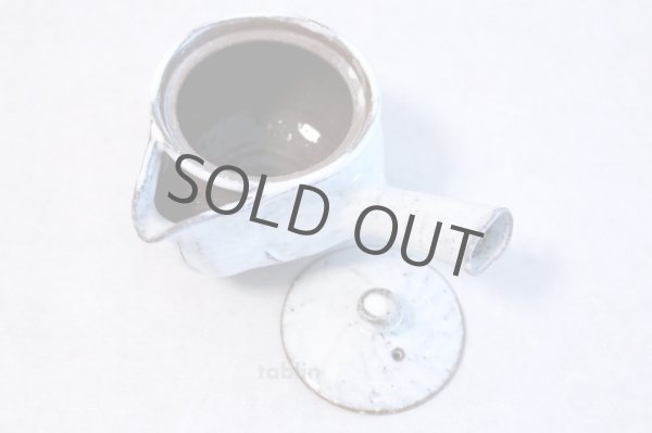 Photo4: Hagi yaki ware Japanese tea pot White kairagi Hana kyusu pottery tea strainer  (4)