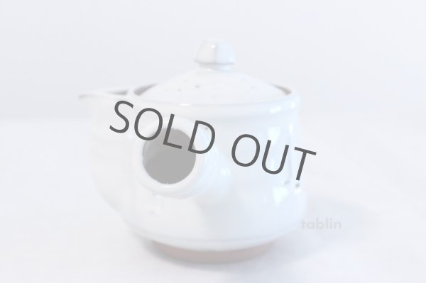 Photo2: Hagi yaki ware Japanese tea pot Seikan kyusu pottery tea strainer 500ml (2)