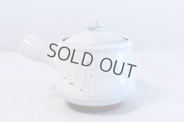 Photo3: Hagi yaki ware Japanese tea pot Seikan kyusu pottery tea strainer 500ml (3)