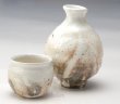 Photo5: Shigaraki pottery Japanese Sake bottle & cup set kobiki tokkuri (5)