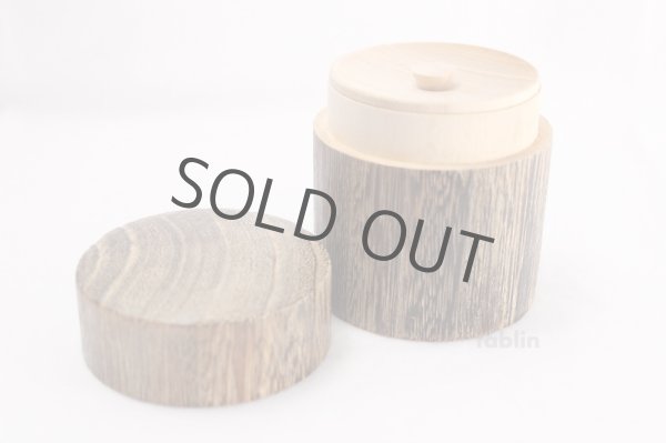 Photo2: Tea Caddy wooden fired wood tea container made from natural wood size:S (2)